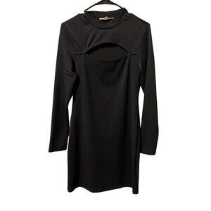 Rewind Black Long Sleeve Cutout Mini Dress - Size L #K-4-51-0
